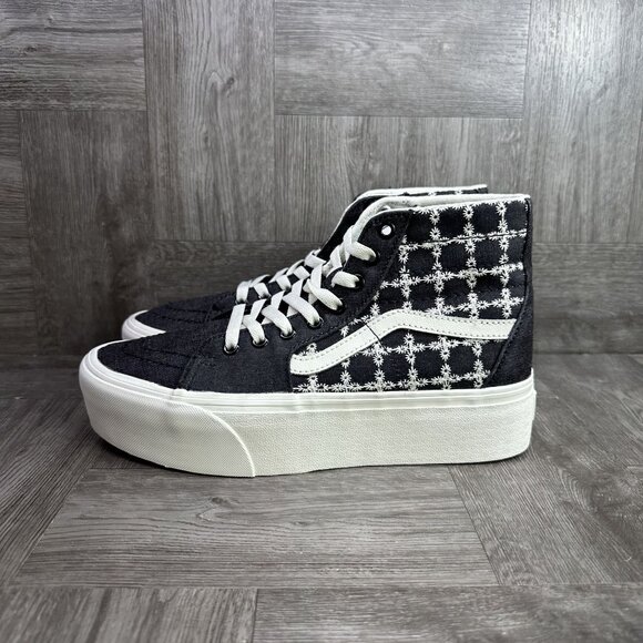 Vans Tapered Sk8-Hi Women's size 9.5 Dark Grey Denim Stacked Shoes - Picture 2 of 8